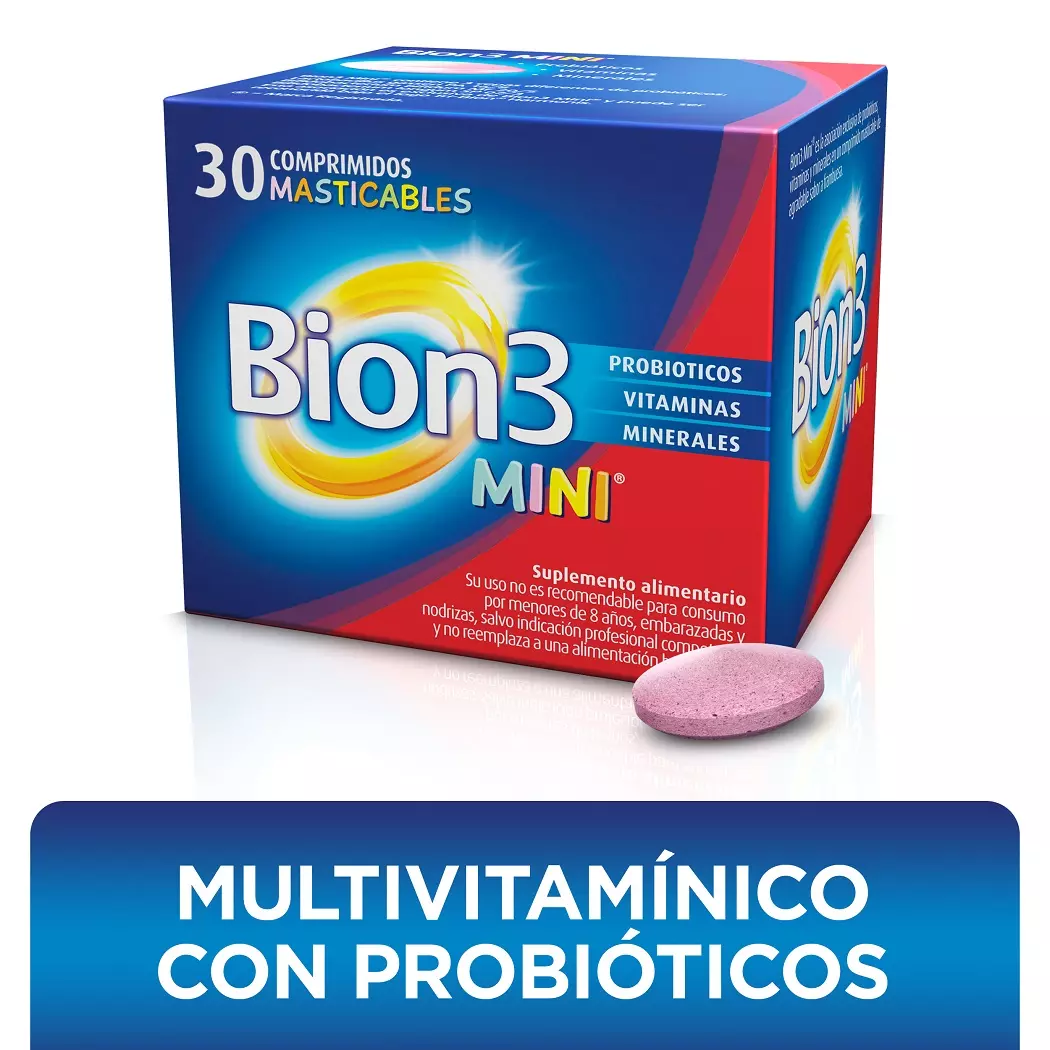 Bion 3 Mini Cultivos Probióticos Vitaminas 30 Comprimidos Masticables