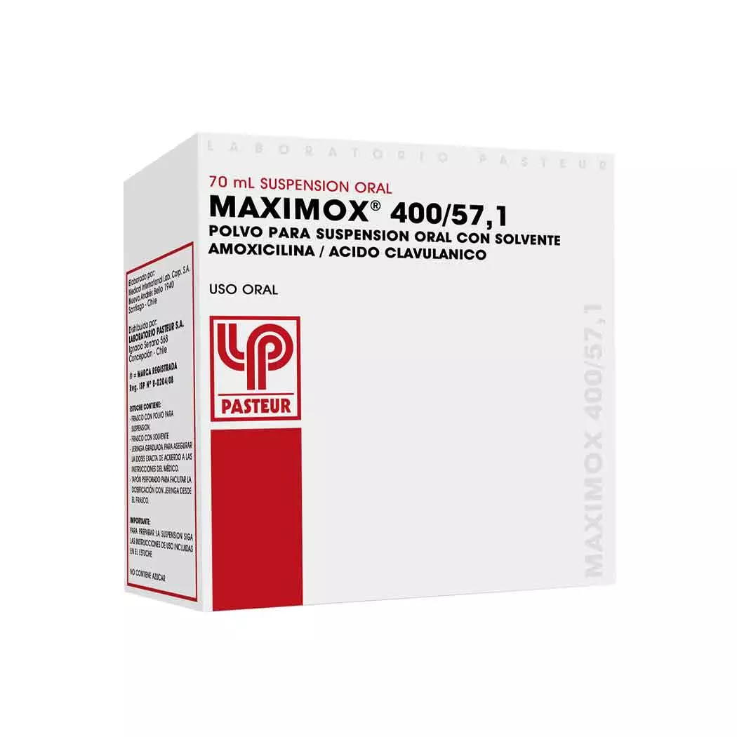 Maximox Amoxicilina/Acido Clavulánico 400mg/57mg/5ml Suspensión 70 ml