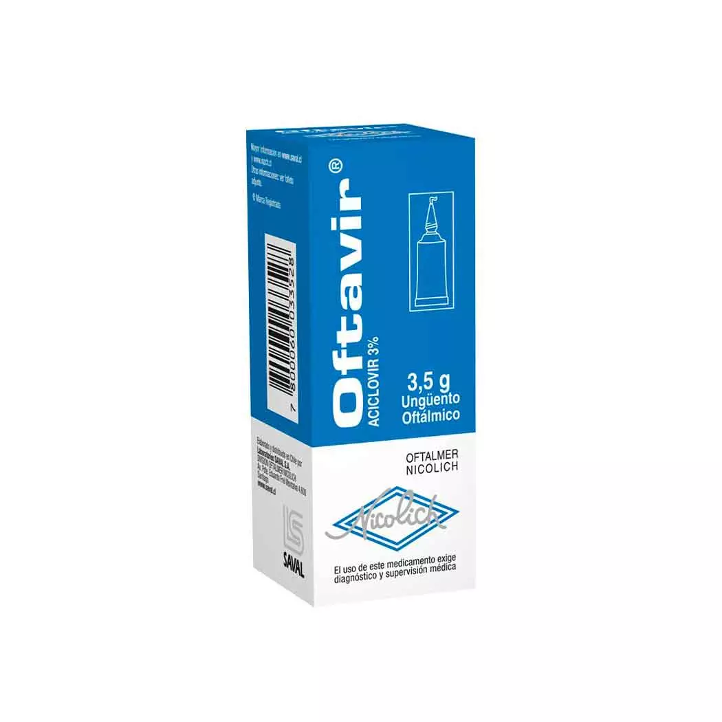 Oftavir Aciclovir 3% Ungüento Oftálmico 4 g Laboratorio Saval