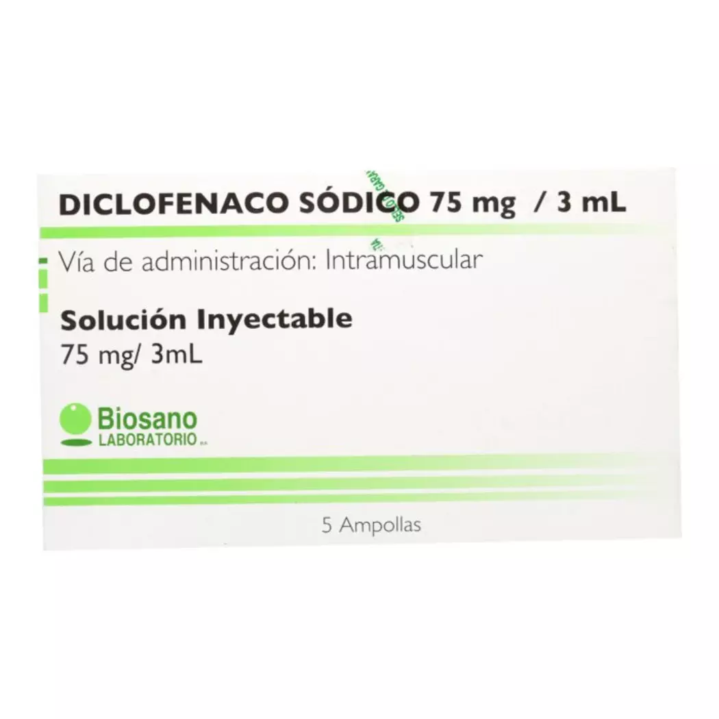 Diclofenaco 75 mg/3ml 5 Ampollas Laboratorio Biosano