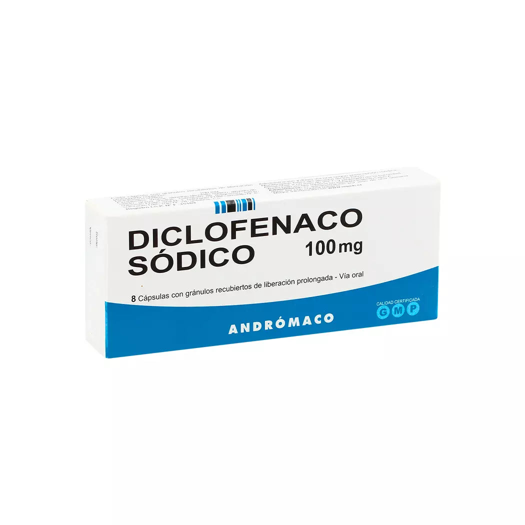 Diclofenaco Sodico 100 mg 8 Capsulas Prolongadas Andromaco