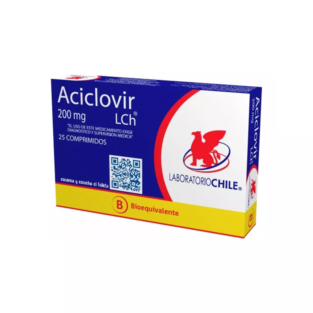 Aciclovir (B) 200 mg 25 Comprimidos Laboratorio Chile