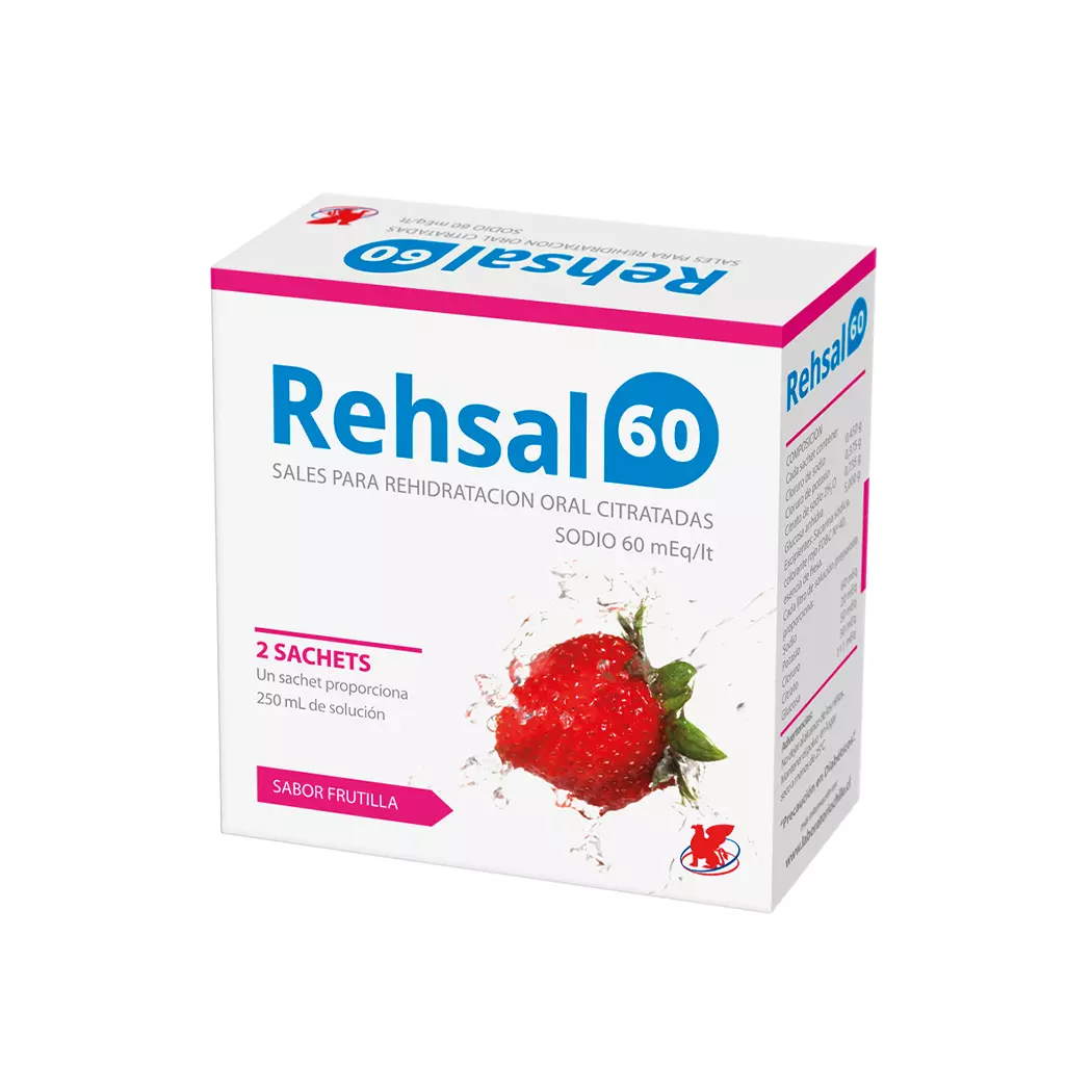 Rehsal-60 Sales Hidratantes Sodio 8 Sobres Sabor Frutilla