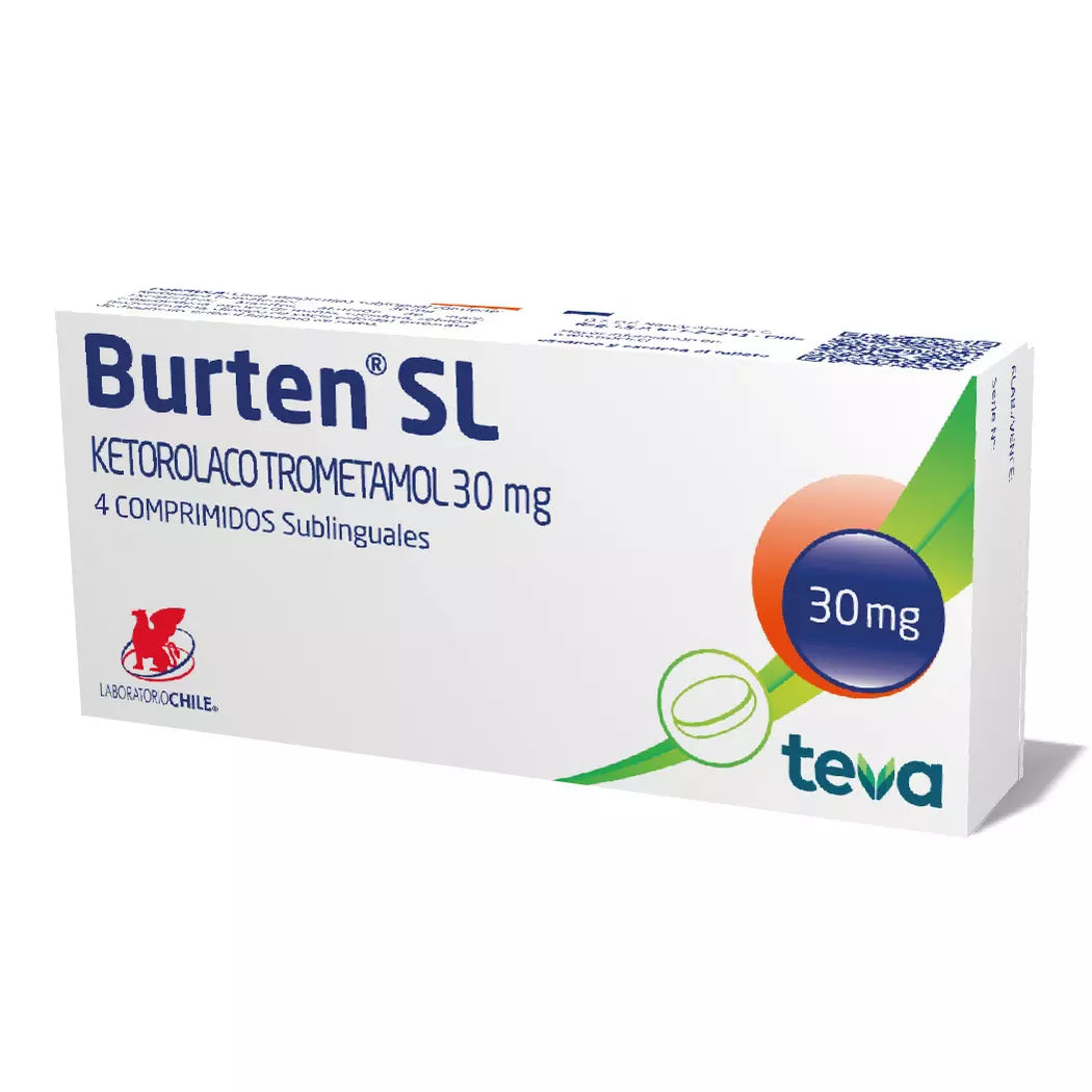 Burten SL Ketorolaco Trometamol 30 mg 4 Comprimidos Sublinguales