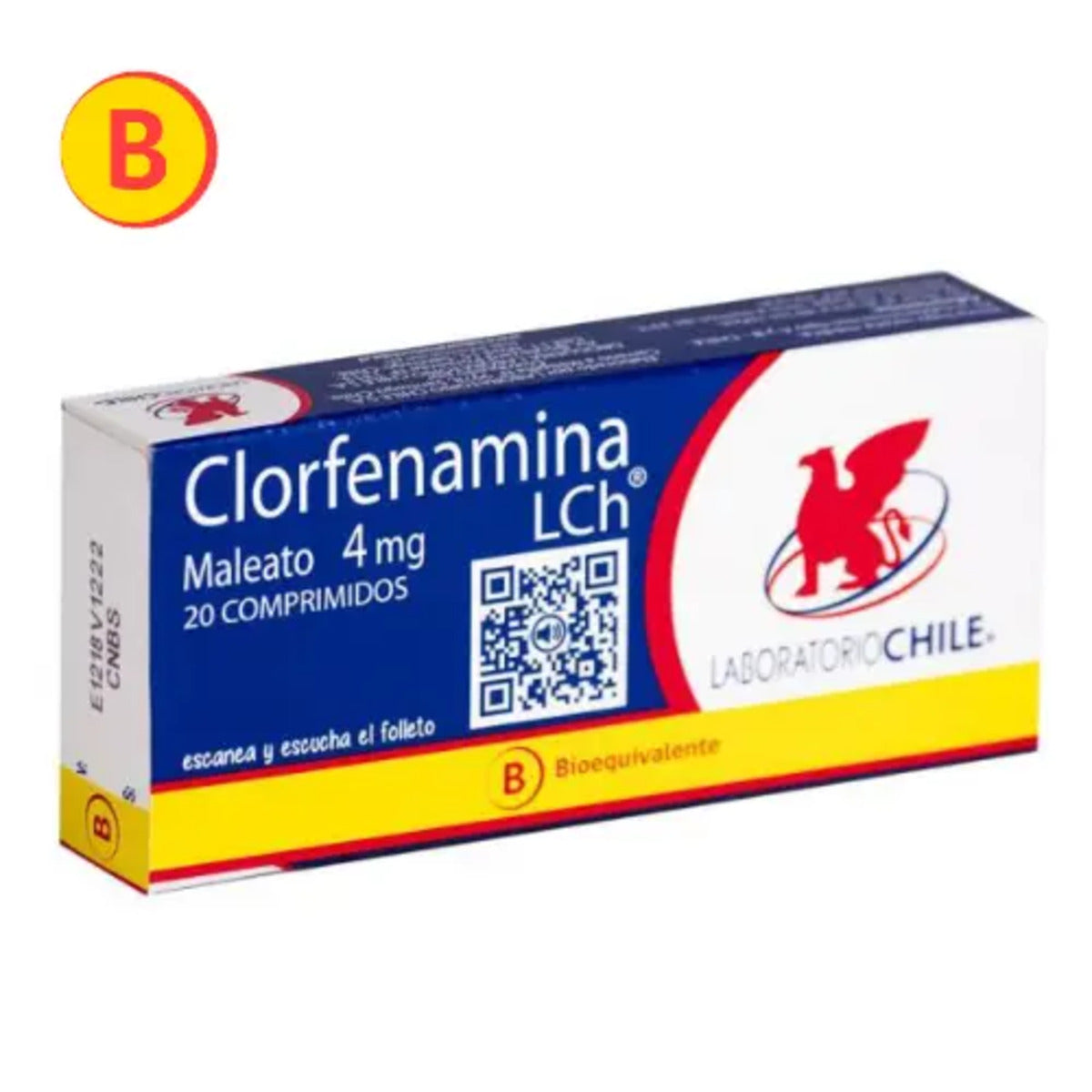 Clorfenamina (B) 4 mg 20 Comprimidos Laboratorio Chile