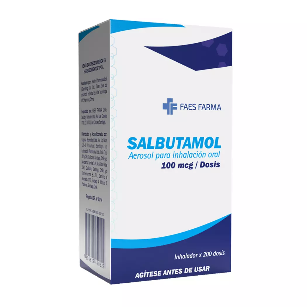 Salbutamol Aerosol Para Inhalación Oral 100 mcg/Dosis 200 Dosis Laboratorio Faes Farma