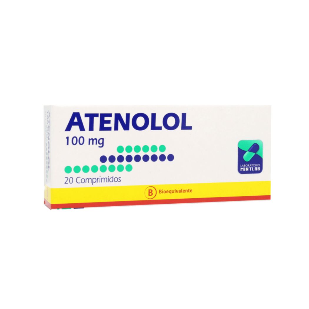 Atenolol (B) 100 mg 20 Comprimidos Laboratorio Mintlab