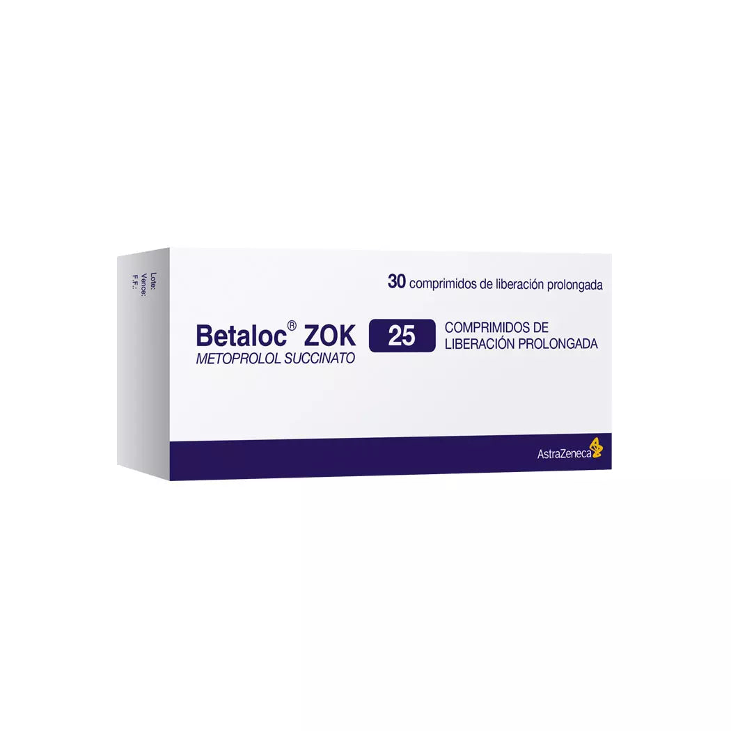 Betaloc ZOK Metoprolol Succinato 25 mg 30 Comprimidos de Liberación Prolongada