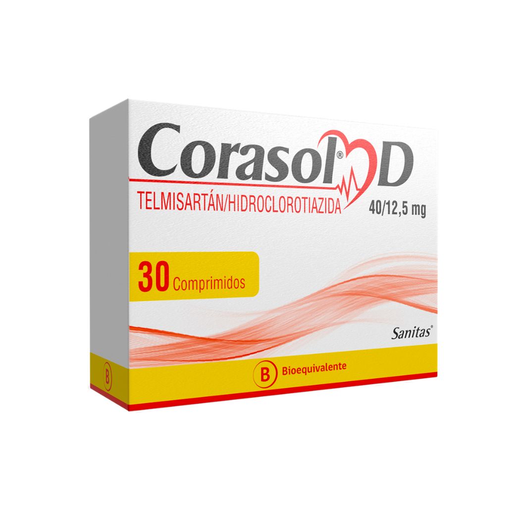 Corasol-D 40/12,5 (B) Telmisartan/Hidroclorotiazida 40mg/12,5mg 30 Comprimidos