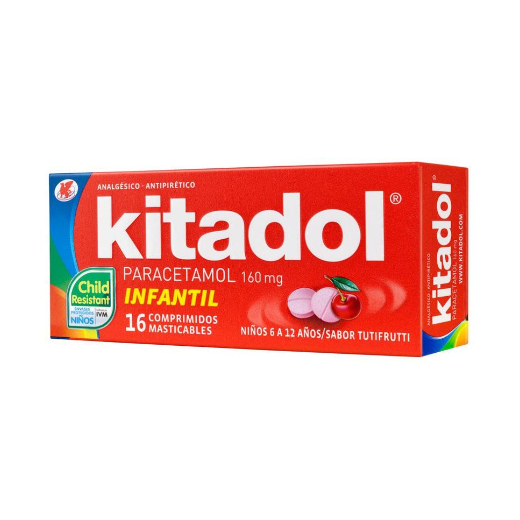 Kitadol Parcetamol Infantil 160 mg 16 Comprimidos Masticables