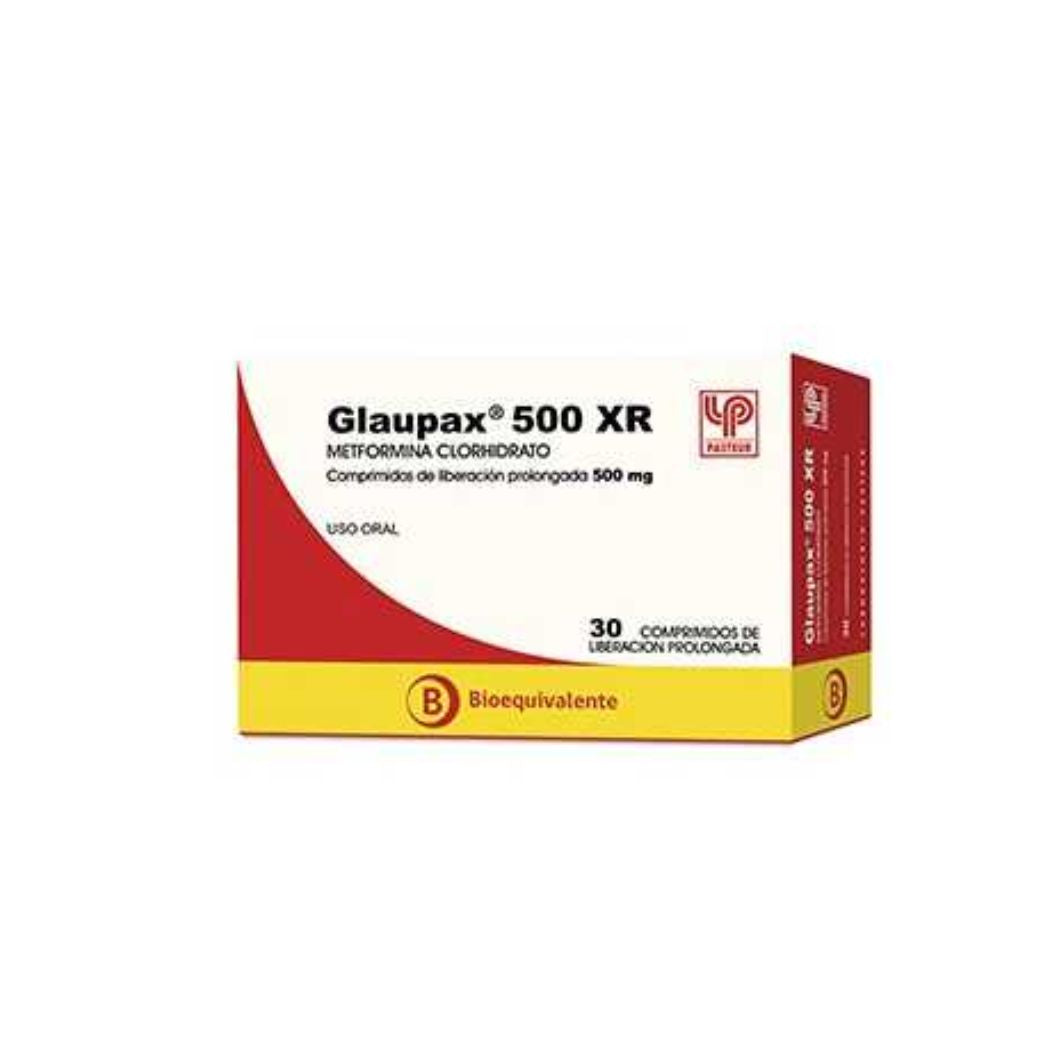 Glaupax XR (B) Metformina 500 mg 30 Comprimidos de Liberación Prolongada