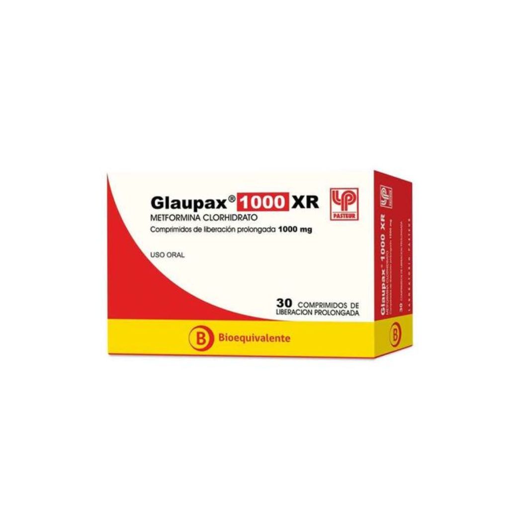 Glaupax XR (B) Metformina 1000 mg 30 Comprimidos de Liberación Prolongada