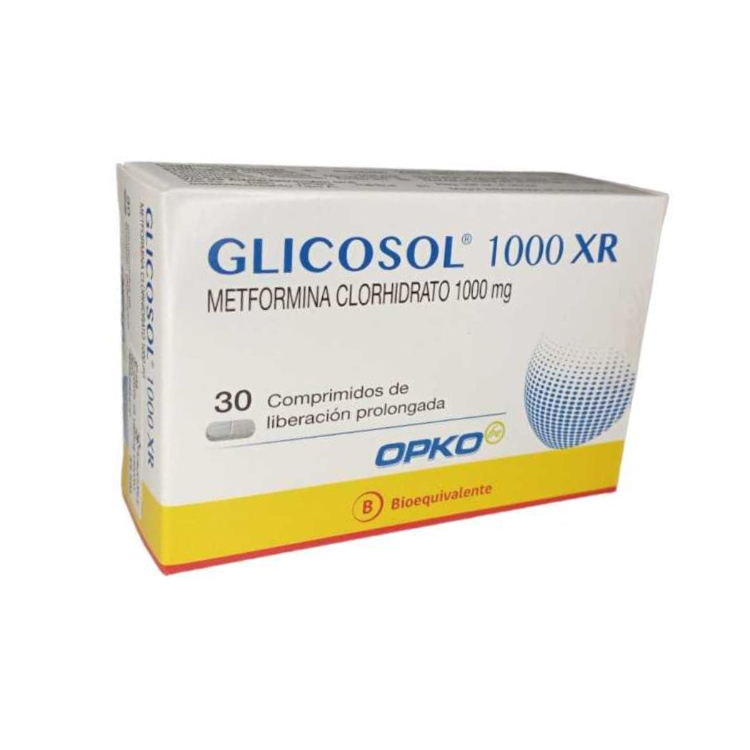 Glicosol XR (B) Metformina 1000 mg 30 Comprimidos Liberación Prolongada