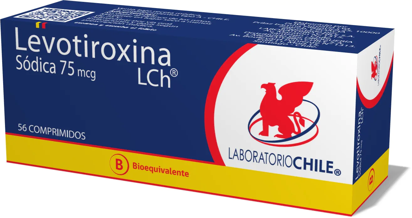Levotiroxina Sodica (B) 75 mcg 56 Comprimidos Laboratorio Chile