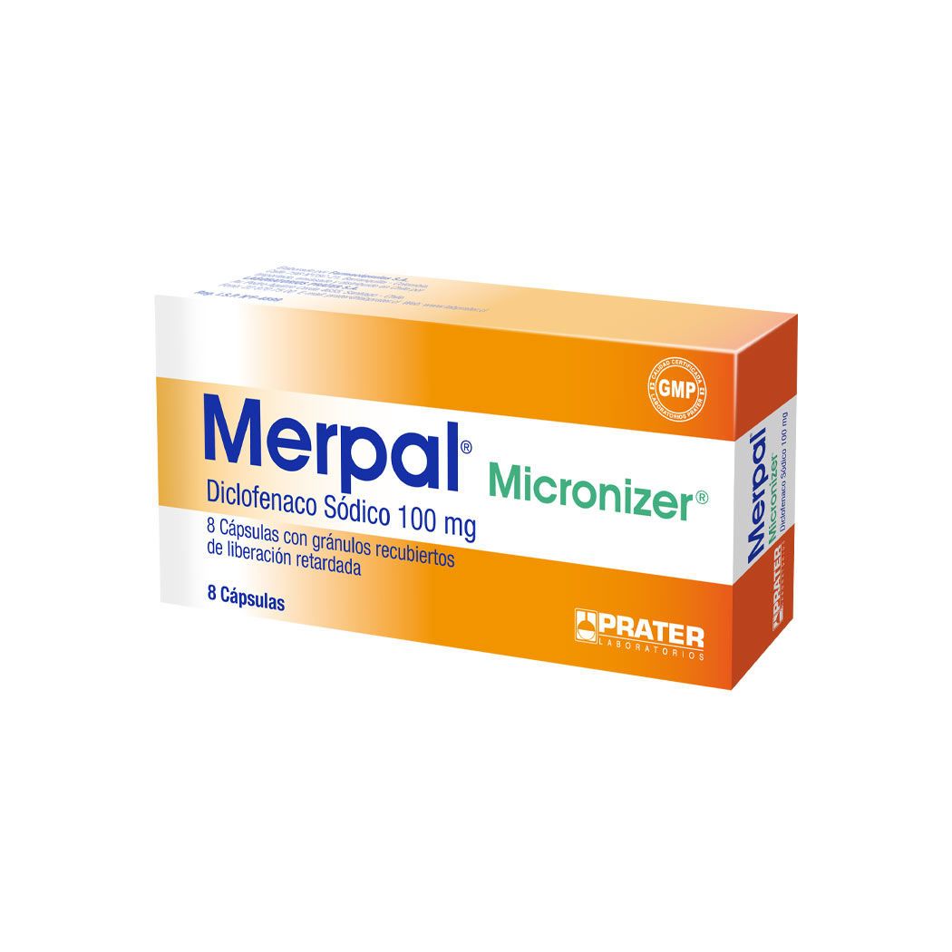 Merpal Micronizado Diclofenaco Sodico 100 mg 8 Capsulas