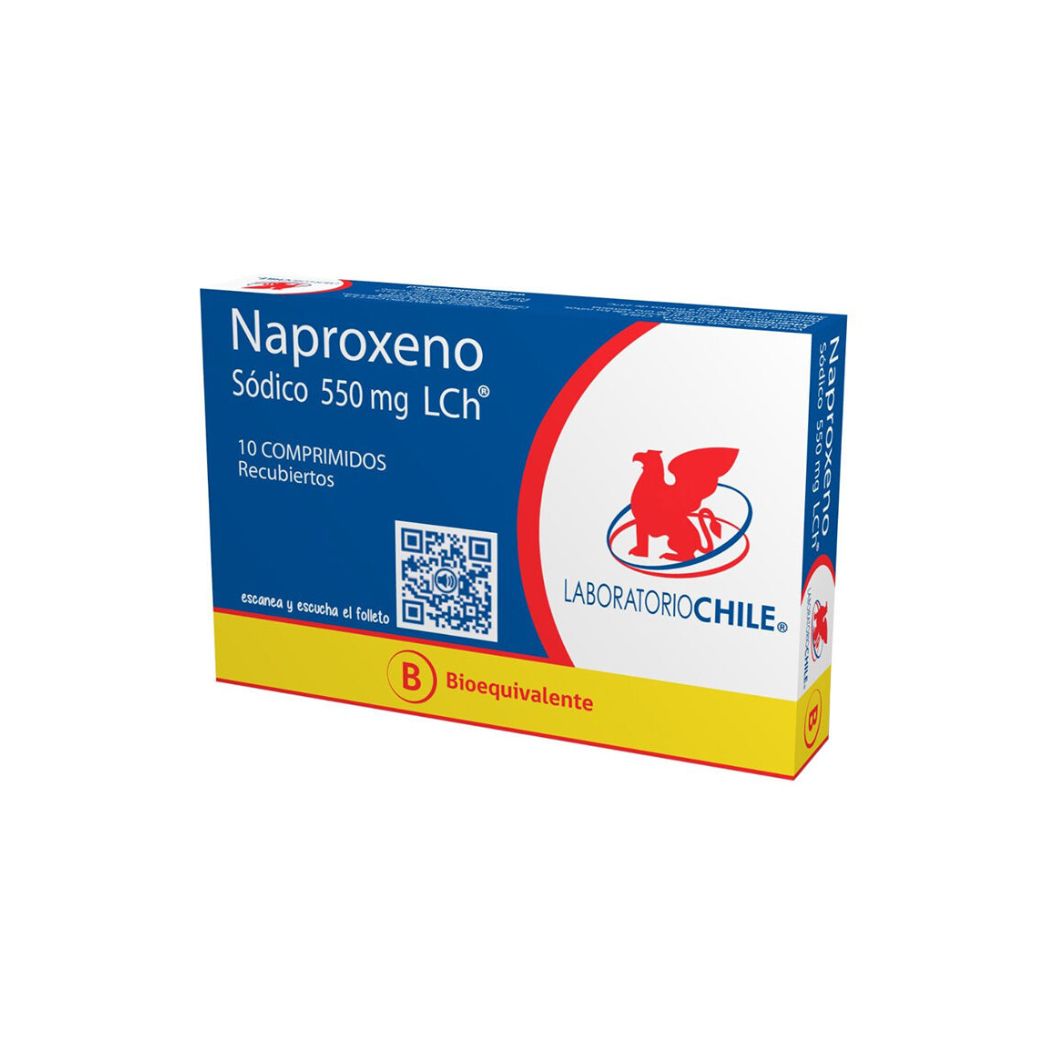Naproxeno Sódico (B) 550 mg 10 Comprimidos Recubiertos Laboratorio Chile
