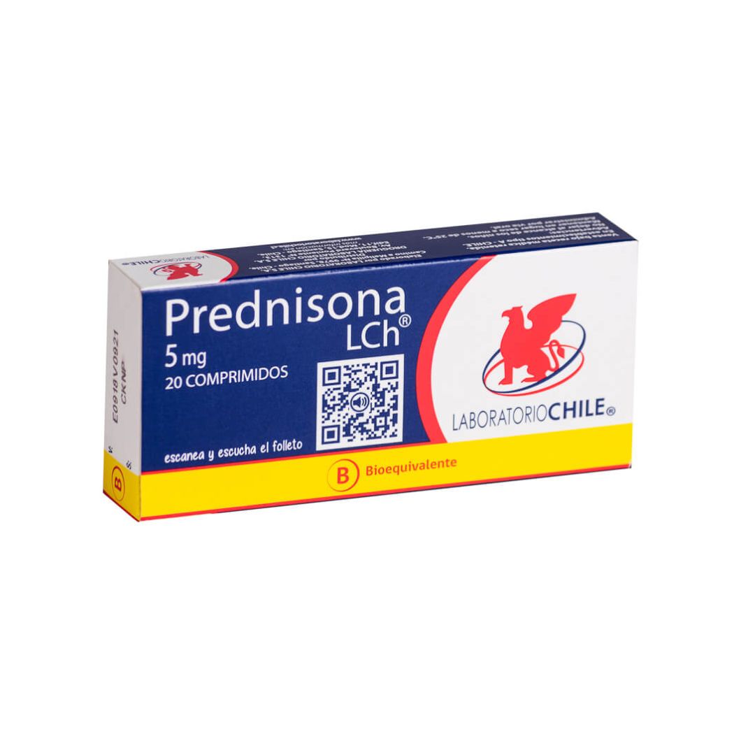 Prednisona (B) 5 mg 20 Comprimidos Laboratorio Chile