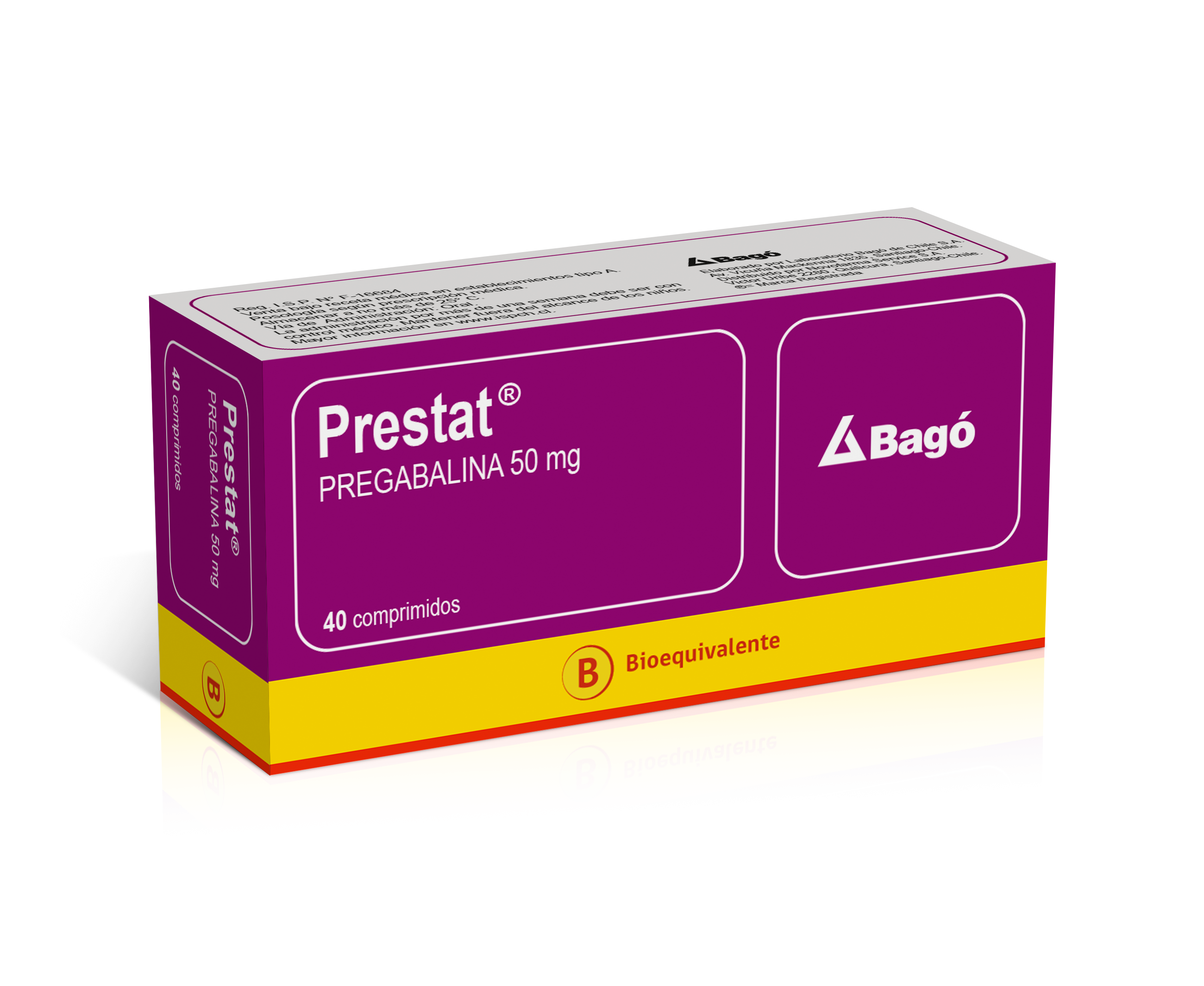 Prestat (B) Pregabalina 50 mg 40 Comprimidos