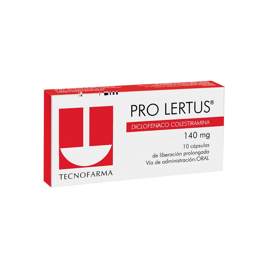 Pro Lertus Diclofenaco Colestiramina 140 mg 10 Capsulas