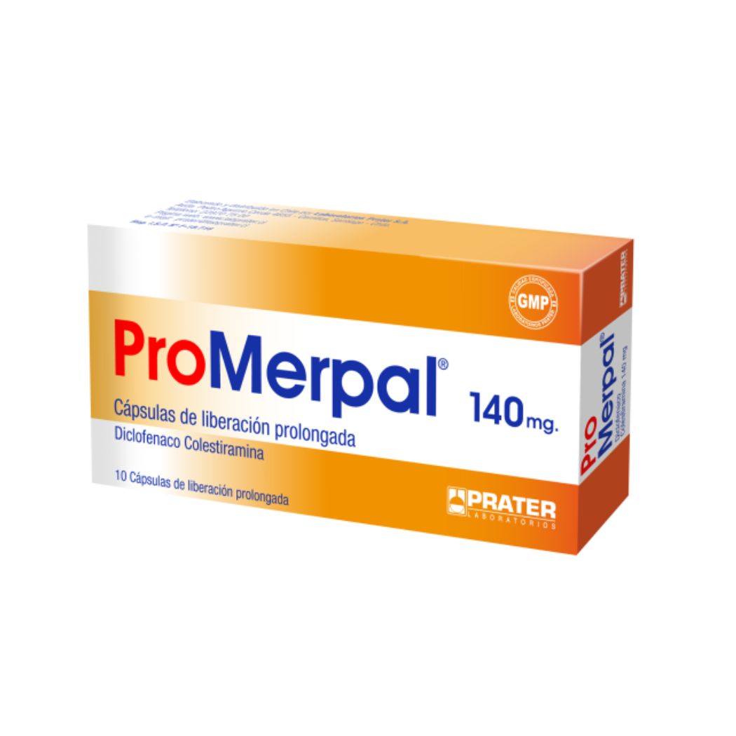 Pro Merpal Diclofenaco Colestiramina 140 mg 10 Capsulas