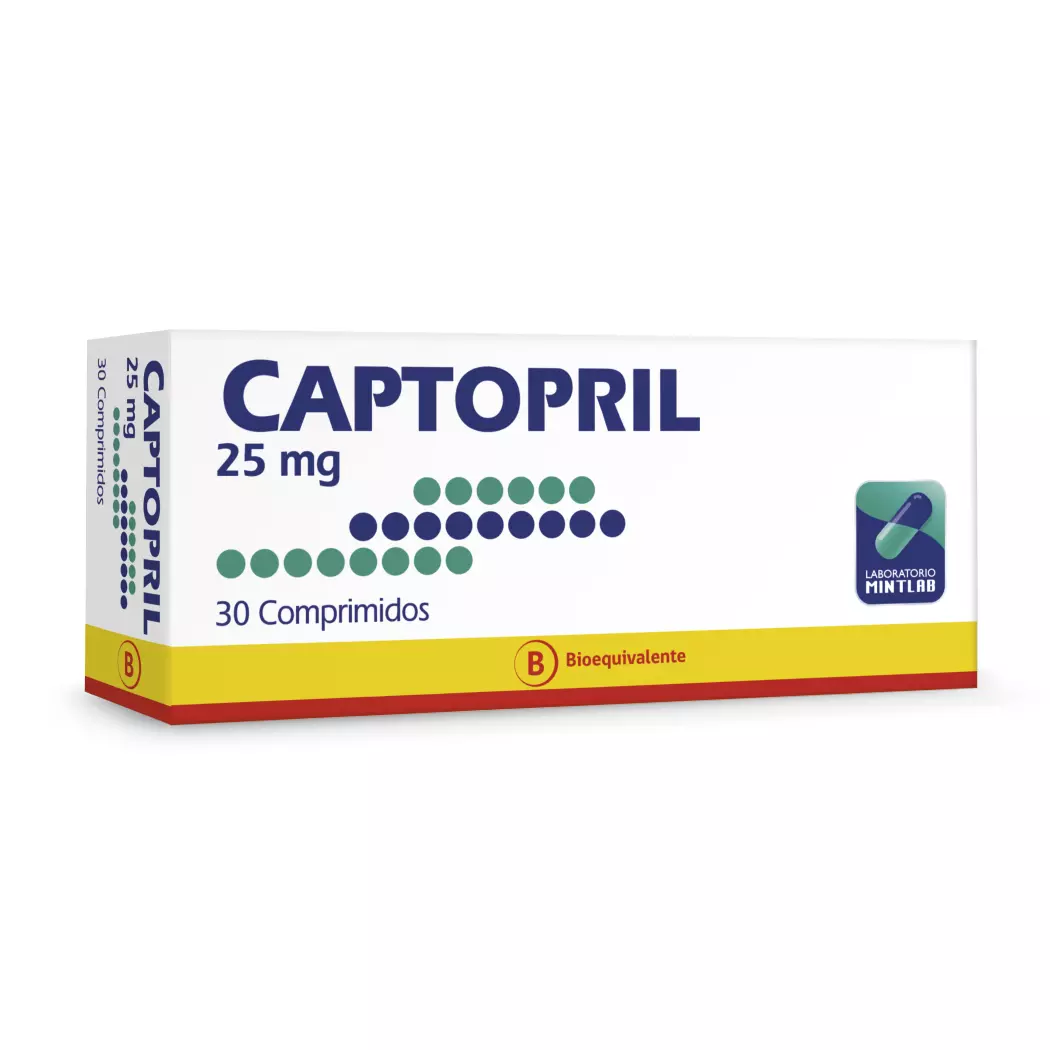 Captopril (B) 25 mg 30 Comprimidos Laboratorio Mintlab