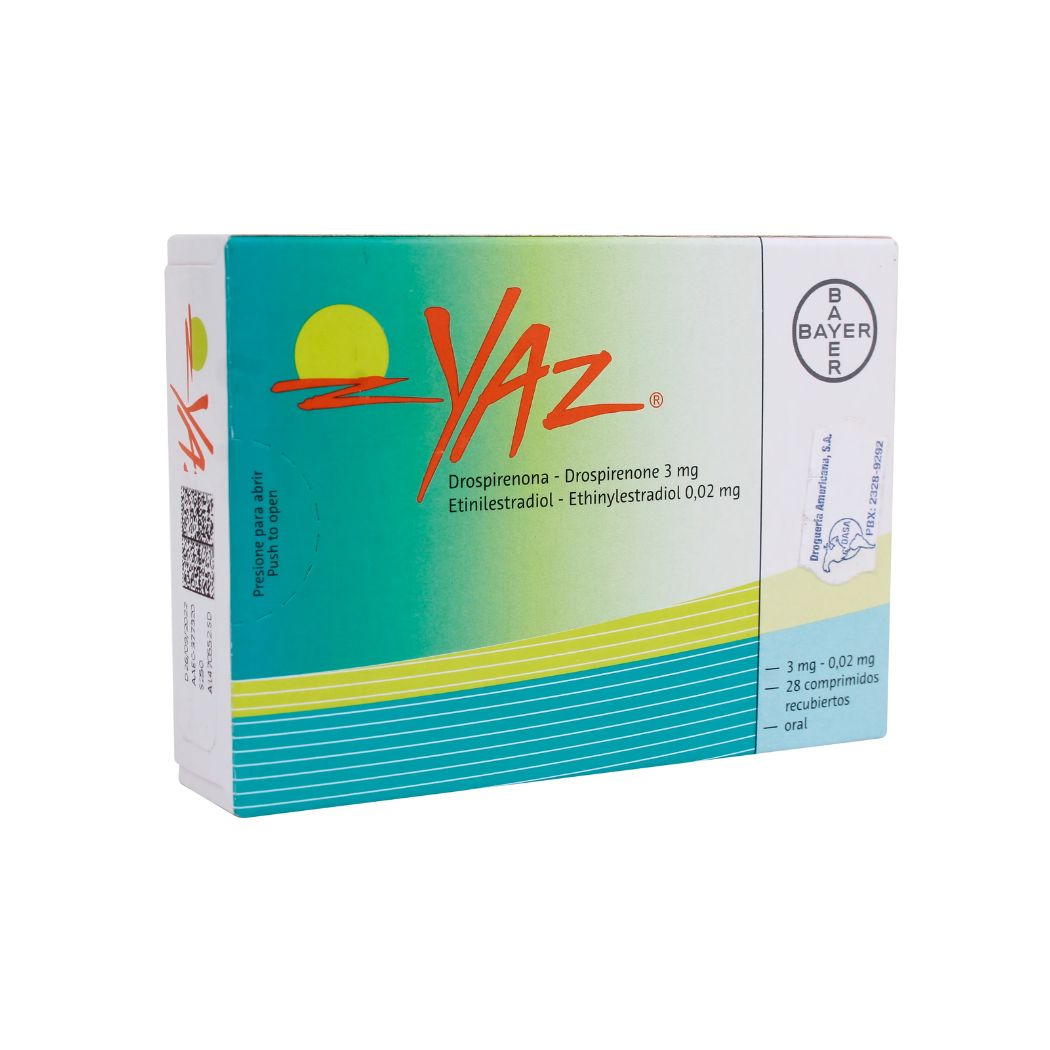 Yaz Drospirenona/Etinilestradiol 3mg/0,02mg 28 Comprimidos Recubiertos