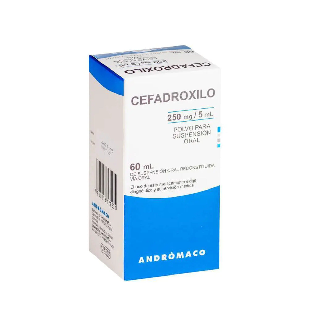Cefadroxilo 250 mg/5ml Jarabe 60 ml Laboratorio Andromaco