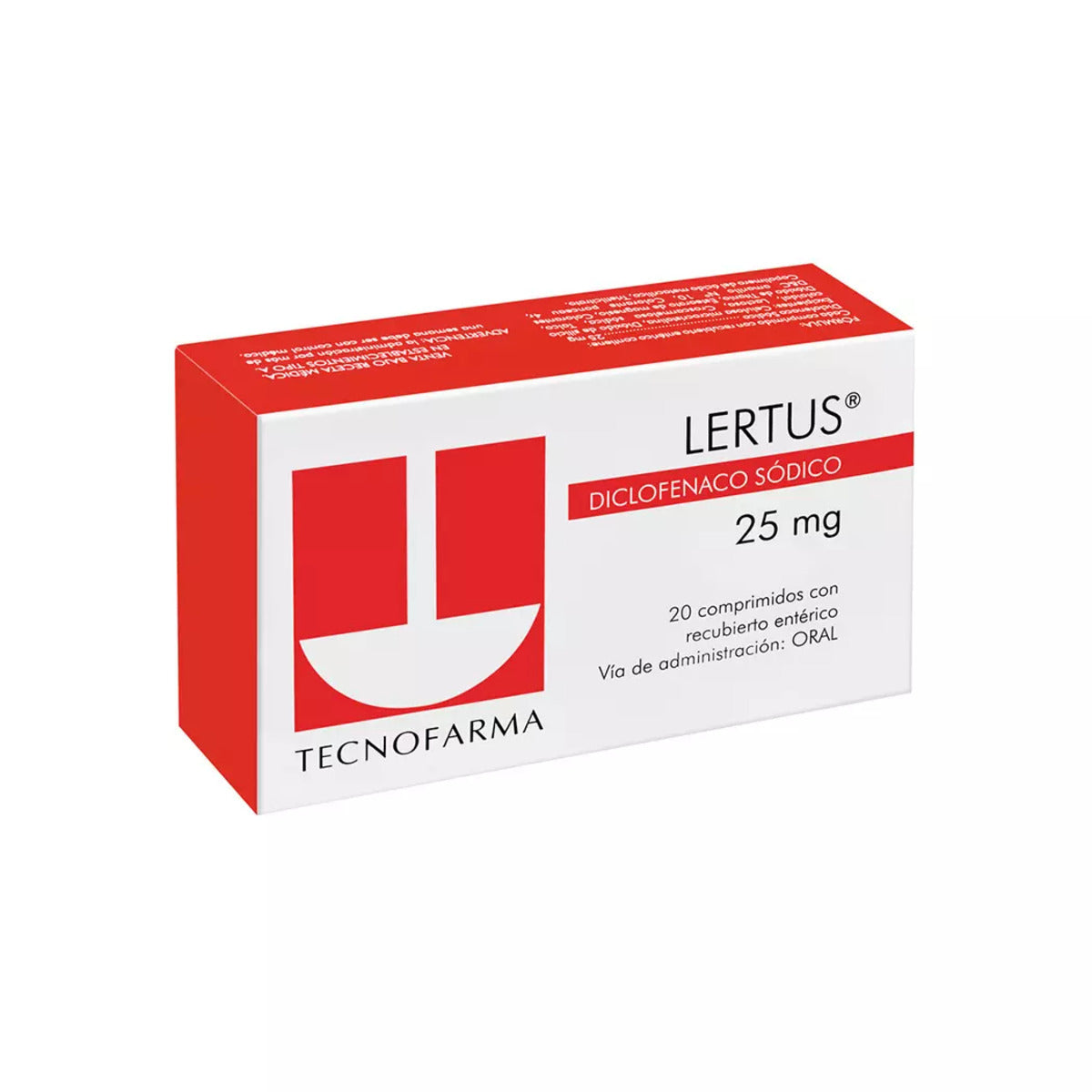 Lertus Diclofenaco Sódico 25 mg 20 Comprimidos Laboratorio Tecnofarma