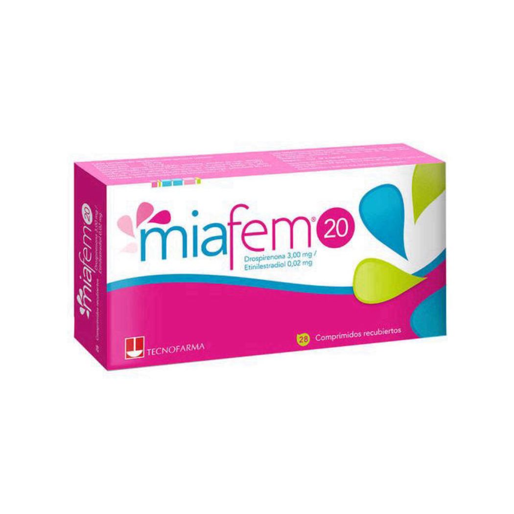 Miafem 20 Drospirenona/Etinilestradiol 3mg/0,02 mg 28 Comprimidos Recubiertos